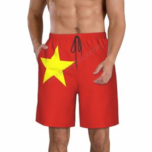 Sommarmän Vietnam Flag Beach Pants Shorts Surfing M-2XL Polyester Badkläder som kör W8KO#