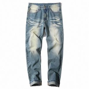 2024 New Spring and Autumn Jeans Men's Straight Leg Loose Retro American High Street Wide Leg Casual Fi Lg Pants R1cZ#