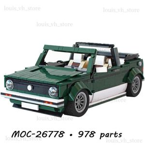 Block MOC-26778 Teknisk kreativ mini Cooper Golf Cabriolet Sports Roadster Building Blocks Super Racing Car Toy Vehicles Model Gift T240325