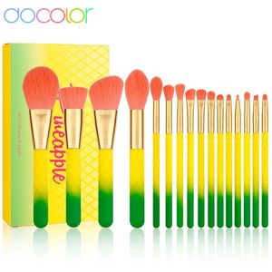 Docolor Makeup Brushes 16pcs Pineapple Makeup Brushes Set Foundation Powder Face Blending Contour Eyeshadow Make Up Brushes Set 240313