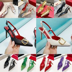 Designer-Schuhe, Absätze für Damen, Stiletto-Sandalen, Luxus-Sandalen, Knöchelriemen, Metallschnalle, spitzer Zehenbereich, Wickelschuhe, neue Kleidschuhe, 6 cm, 8 cm, Party, Hochzeit, Schuhrutschen, Designer-Damen