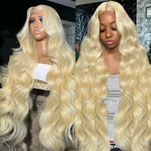 613 HD Body Wave Lace Front Human Hair Wig Transparent Honey Blonde Lace Frontal Wigs 13x4 Brazilian Colored Water Wave Wig