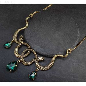 Pendant Necklaces Goth Entwined Snakes Water Drop Crystal Necklace Gothic Punk Jewelry Statement Party Grunge Pendant Witcher Charm Fashion GiftC24326