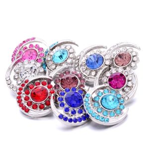 Crystal Rhinestone Sun Moon Metal18mm Snap Buttons Fit Snaps Bracelet Necklace Jewelry ACC