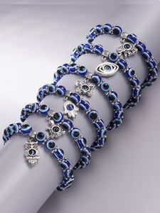 6st/set fashionabla hamsa hand charm ond ögondekor pärlstav armband för kvinnor för daglig dekoration
