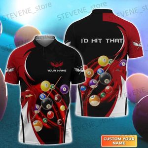 Homens camisetas Nome personalizado 3D Impressão Polo Camiseta para Homens Engraçado Bilhar Esportes Lapela Blusa Moda Hip Hop Harajuku Strtwear Presente Tops T240325