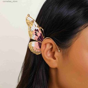 Ohrmanschette Ohrmanschette 1 Kpop süßer Schmetterling Fee Ohrclip weibliche Hochzeit Braut ohne Perforationen exquisite Ohrärmel Y2K Schmuckzubehör Y240326