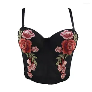 Bustiers & Corsets 2024 Flower Embroidered Bra Tops Women's Slim-Fit Retro Outer Wear Camisole Fashion Sleeveless Bustier Crop P2465