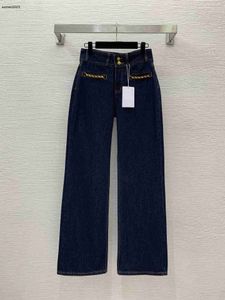 Märke jeans kvinnor jean designer byxor mode logotyp denims byxor kvinnliga smala denims byxor l storlek midja 72 cm 26 mars