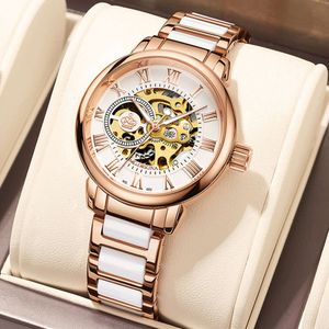 Tiktok Fashion Hollow Ceramic Automatic Mechanical Trend Luminous Waterproof Women's Watch