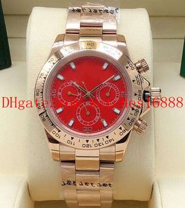 Hochwertige 40-mm-Herrenuhr 116505, 18-Karat-Roségold-Armband, kein Chronograph, automatisches Uhrwerk, Herren-Armbanduhren, rotes Zifferblatt, Herrenuhren