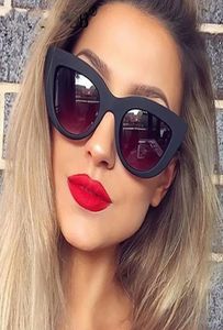 Neue Mode Frauen Katze Eye Sonnenbrille Matt Black Brand Designer Cateye Sonnenbrille für weibliche Schlagkraftbrillen UV4009726359