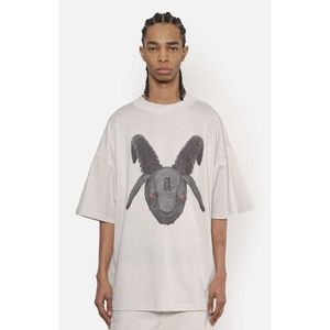 Arnodefrance Red Eyed Capricorn Goat Head Print ADF Футболка с круглым вырезом и короткими рукавами — нишевый тренд