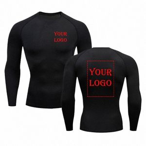 your OWN Design Brand Logo/Picture Compri Shirts Running Fitn Tight Sportswear Custom Printed GYM Workout Sport T-Shirt q4IF#