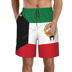 Sommarmän Kuwait Flag Beach Pants Shorts Surfing M-2XL Polyester Badkläder Running R9ew#