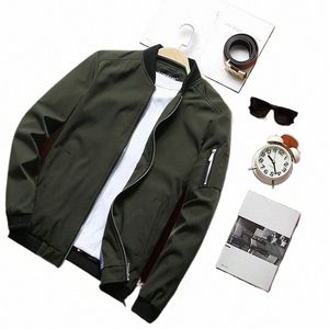 men Slim Bomber Jacket Casual Soild Coat Fi Baseball Jacket Male Windbreaker Zipper Military Jacket Streetwear Man Clothing 59Mb#