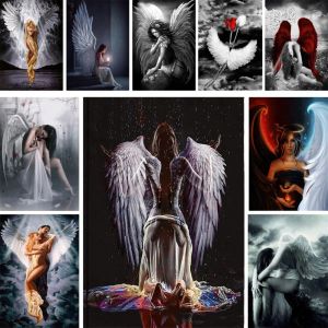 Numer Angel Nude Women Malowanie liczb na ścianie ręcznie robione Art Farby akrylowe obrazy olejne Portrety dekoracji domowej zdjęcia