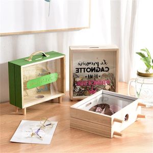 Pudełka drewniana świnka banki pieniądze bankie pudełka na dekornę domową prezent dla dzieci pudełka do przechowywania pudełka