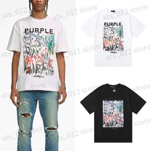 メンズTシャツパープルブランド2023SS Tシャツカラープリントコットンルースカジュアルメンとレディース半袖TシャツT240326