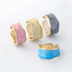 Bandringe 2021 Neuer Trend Farbiges Öltropfen Geometrische Ringe Unregelmäßig Blau Schwarz Offene Ringe Damen Party Schmuck Großhandel J240326