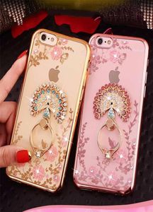 Bling Diamond Ring Holder Phone Case Flexible Soft TPU Cover With Kickstand For iPhone 11 Pro Max Xr 8 7 6S Plus Samsung S10 9 8 N6074455