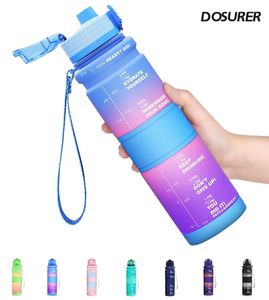 500ML Sport Water Bottles BPA Free Portable Gym Antifall Leakproof Large Capacity Fitness Kettle Tritan Plastic Drink Bottle 240325