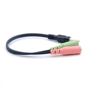 22cm One Point Two Audio Cable Mobile Phone Live 3.5mm Headphone Cable Aux Headset Two In One Adapter Cable