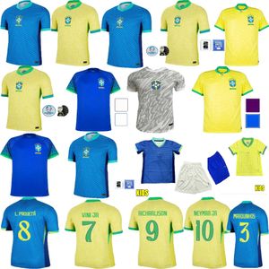 Vendite calde BRASILE 24/25 Copa America Cup maglie da calcio Camiseta de futbol PAQUETA RAPHINHA maglia da calcio maglia MARQUINHOS VINI JR RICHARLISON UOMINI BAMBINI NEYMAR