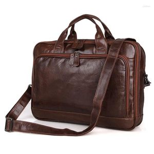 Bag Nesitu A4 Highend Vintage Coffee äkta läder Executive Men Messenger Bags 14 '' Laptop Portfölj Cohide Portfolio M7005