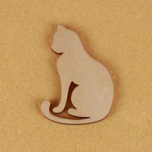 Hantverk Pet Cat Art -modellering, Mascot Laser Cut, juldekorationer, silhuett, tomma omålade, 25 stycken, träform (0410)