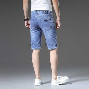 Mens Jeans Luxury Designer European High-End Quarter Jeans Men's Shorts Trendy Shorts Slim Fit Straight Light Blue Brand Beach Pants Elastic