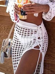 Women's Swimwear Womens sexy transparent hollow beach long skirt knitted split style beach clothes summer crochet covered skiing hot selling in 2021 240326