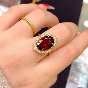 Pierścienie klastra Big Stone 10 14 mm Garnet Pierścień 925 srebrny srebrny naturalny i prawdziwy