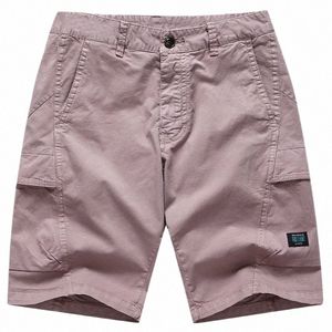 summer New Casual Shorts Men's Cott Middle Pants American Suit Loose Straight Barrel Multi Pocket Split Pants Fi Brand E1J2#