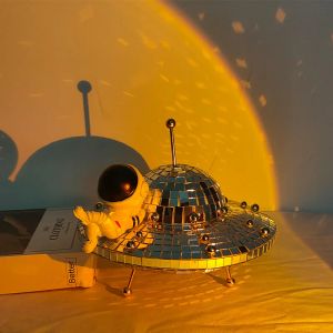 Miniatyrer disco boll ufo spegel reflekterande bollar kawaii skrivbord tillbehör miniatyr föremål hem dekoration ornament diy estetik modern