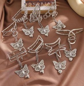 Korean Silver Big Hair Elegant New Chain Butterfly Hair Clip Love Heart Pendant Hairpin For Women Girls Accessories6843924