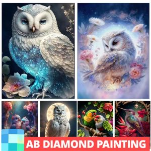 Stitch Diamond Mosaic Full Flower Owl Parrot Rhinestones Art Animal Ab Borr Diamond Målning Tecknad Cross Stitch Decoration For Home