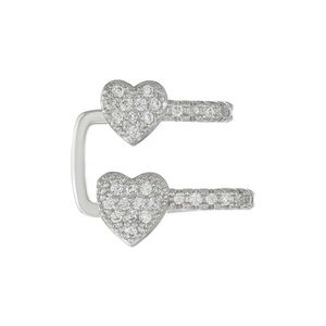 Hoop Huggie Korean Fashion Crystal Heart -formade öronklippörhängen Lämpliga för kvinnors smycken Perforerad singel och dubbellager False 240326