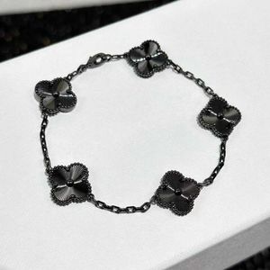 Brand charm Van New Clover Bracelet with Laser Double sided Black Gold Lucky Flower Natural Beimu Jade Marrow Live Broadcast