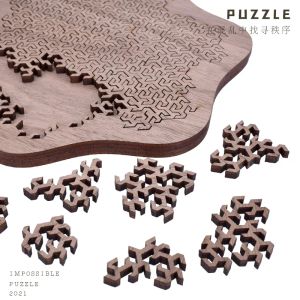 Artesanato Descriptografia Puzzle Brainburning Dinosaur Escher Cube Cubo de madeira para crianças adultos Game interativo Toy Toy Wooden Puzzle