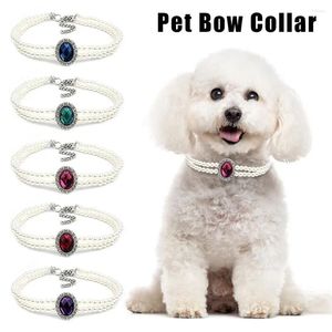 Dog Apparel Universal Cat Supplies Justerbar valptillbehör Bow Bell Pet Collar Pearl Necklace Jewelry