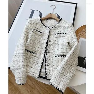 Women's Jackets Spring Autumn Jacket Design Fashion Sweet Tweed Blazers Women French Elegant Office Lady Luxury Woolen Short Suit Coats