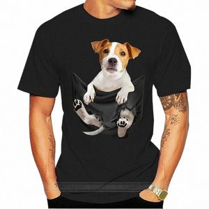 ジャック・ラッセル・イン・イン・イン・ポケットTシャツ犬の恋人シャツ黒いサイズS-3XL男性女性ユニセックスfi tshirt e0q6＃