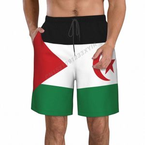 Sommarmän Sahrawi Arab Demokratiska republikens flagga strandbyxor shorts surfing m-2xl polyester badkläder som kör v5mf#