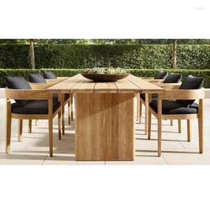 Лагерная мебель, современный дизайн, патио, обеденный стол и набор стульев из массива тикового дерева на открытом воздухе