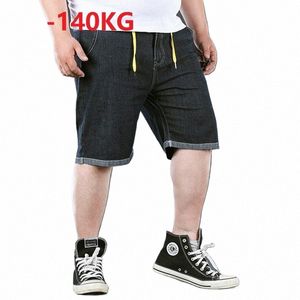 Summer denim shorts Men Cott Lose Casual Jeans Shorts Plus Size 6xl 5XL Big Size Elasticity High Street Shorts Elastic Midje E6WX#