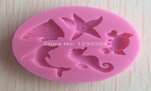 Cake Tools Whole New 1pc Sea Animal Shaped Silicone Mold Sugar Paste 3D Fondant Decoration Tools Soap Mould7397616
