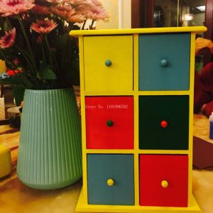 Drawers Solid Wood Color Storage Box Multidrawer Storage Cabinet Household Small Type Storage Rack Children's Room Decorative Cabinet