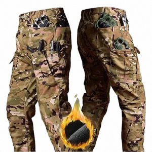 military Fleece Warm Pants Men Winter Shark Skin Soft Shell Multi-pocket Cargo Trousers Outdoor Waterproof Army Combat Pant v6P8#