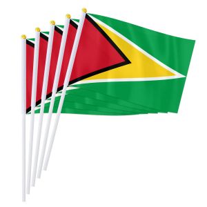 Tillbehör Pterosaur 14*21cm Guyana Handflagga, Guyanais National Hand Hold Waving Liten Flag World South American länder Dekor gåvor